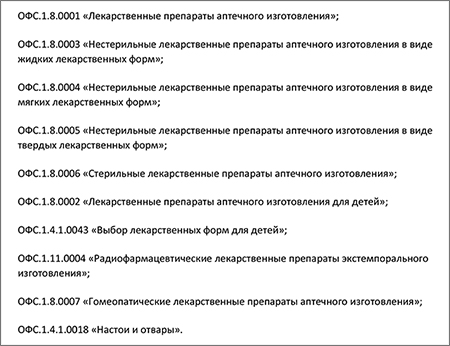 ОФС экстемпоральные ЛП в Фармакопее